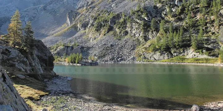 Beautiful mountain lake Trecolpas in Mercantour National Park
