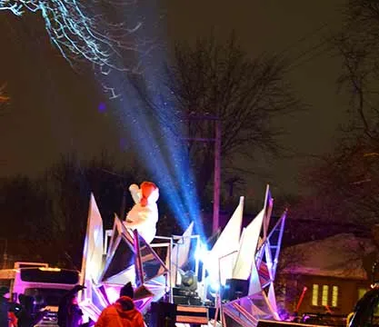 Bonhomme Carnaval bright float at the end of the parade