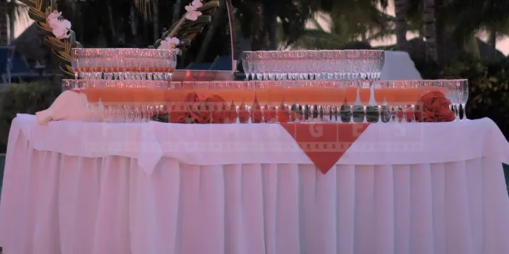 champagne with strawberries glasses set for Valentines' celebraion