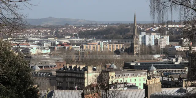 Bristol downtown as seen from Brandon Hill park