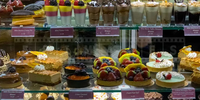 colorful desserts display at Caesar's casino buffet