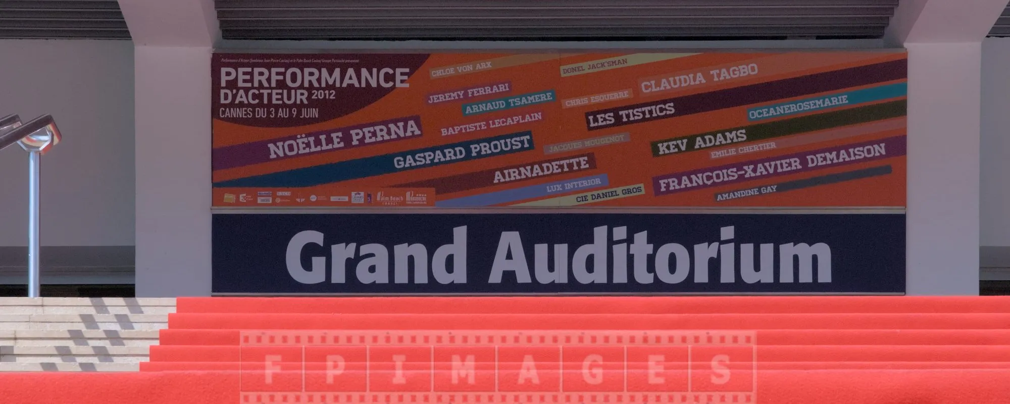 Red carpet leading to Grand Auditorium in Cannes, France