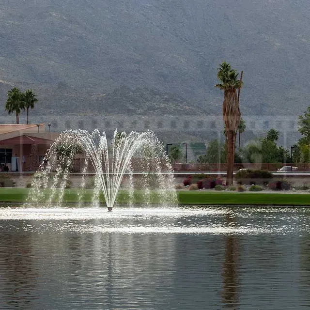 Fountain and water feature near the clubhouse at Indian Canyons golf course