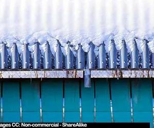 Snow covered pipeline industrial abstract image