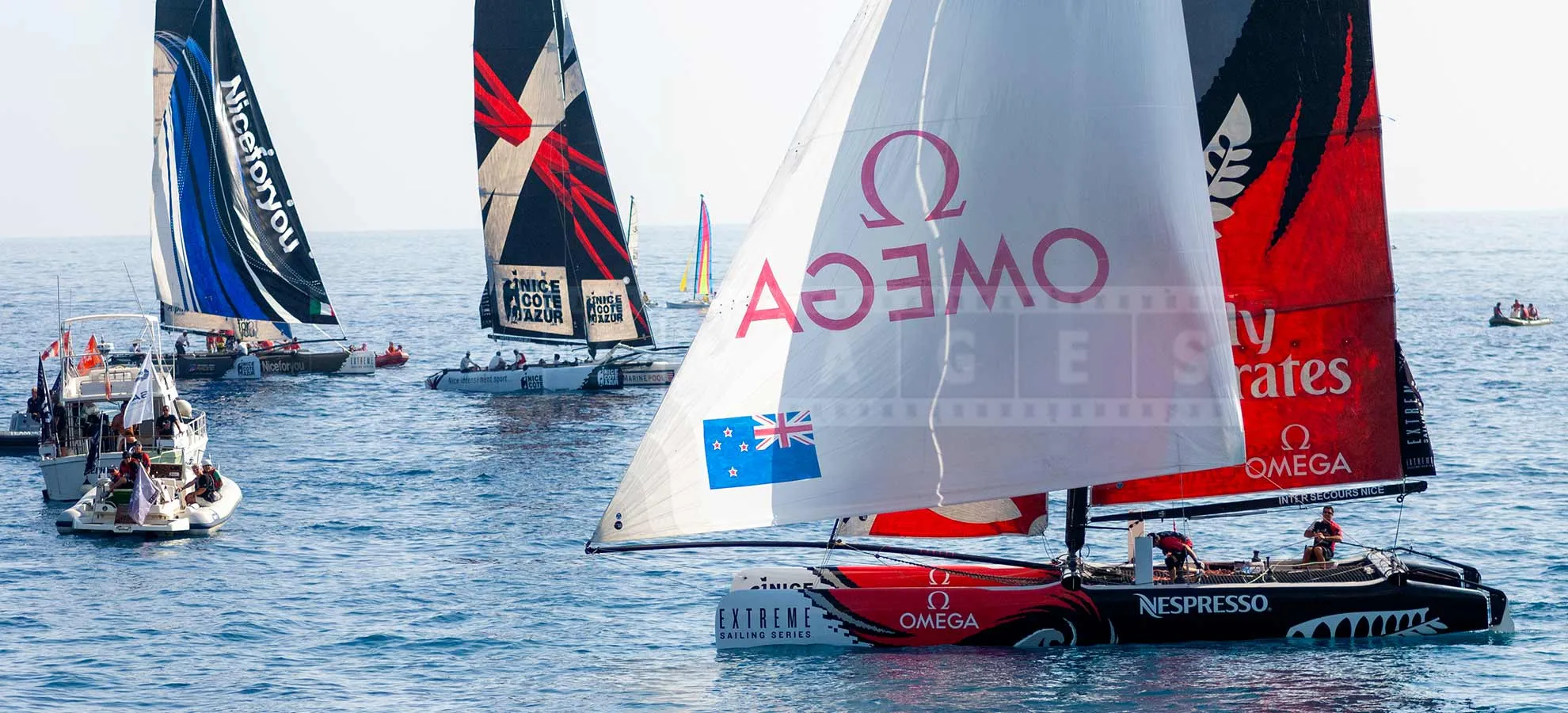 Extreme sailing boats racing in Nice, France
