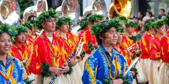 Hawaiian Marching Brass band at Rose parade