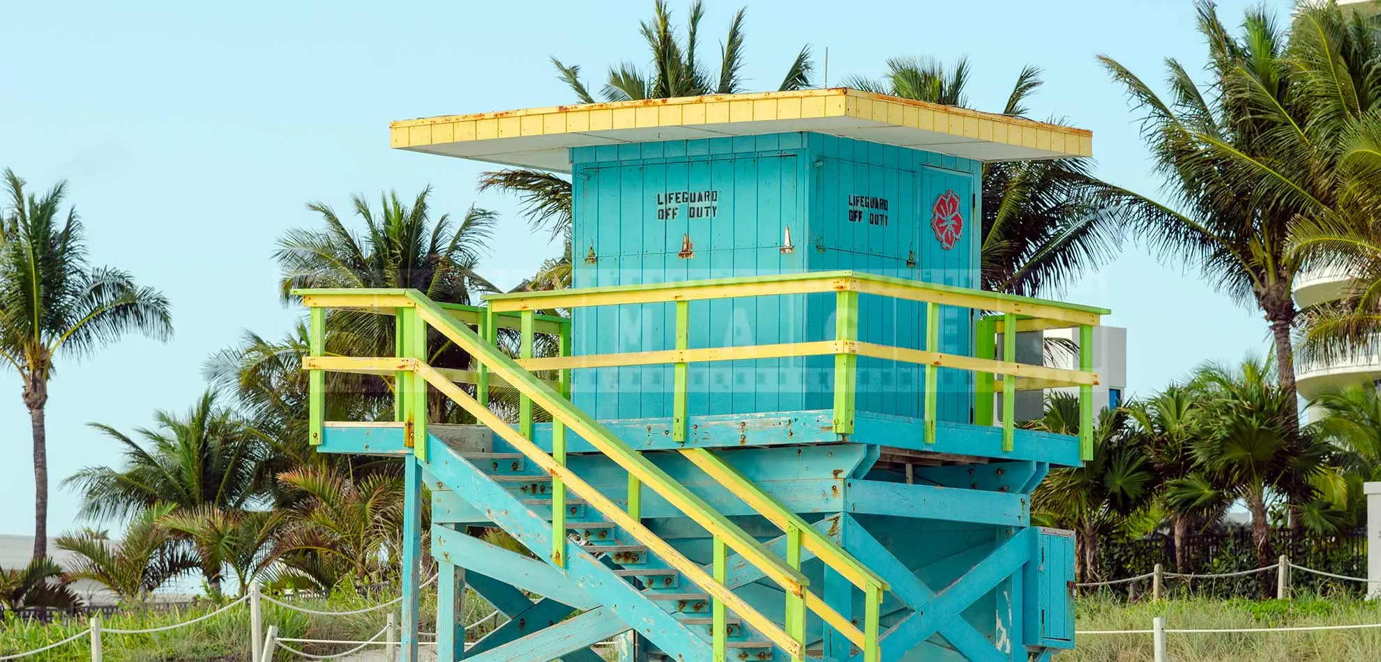 miami beach light blue lifeguard tower