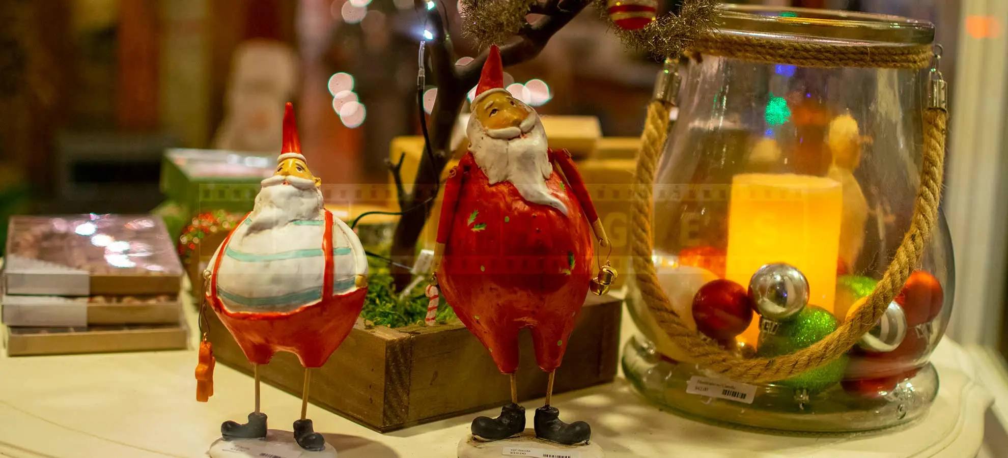 Retro style Sanat's figurines in the window display