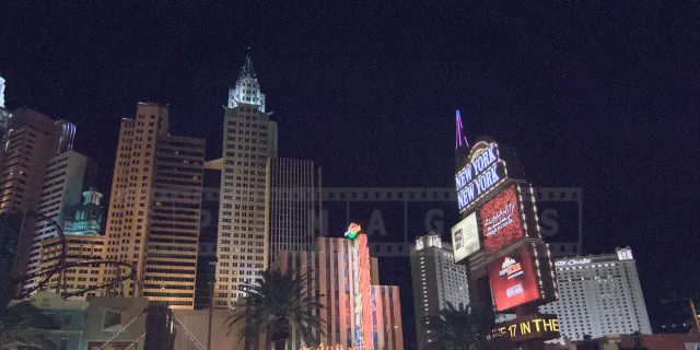 Night view of New York New York Hotel and Casino in Las Vegas