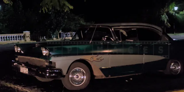 1960s Ford thunderbird at the hotel reception in Cuba
