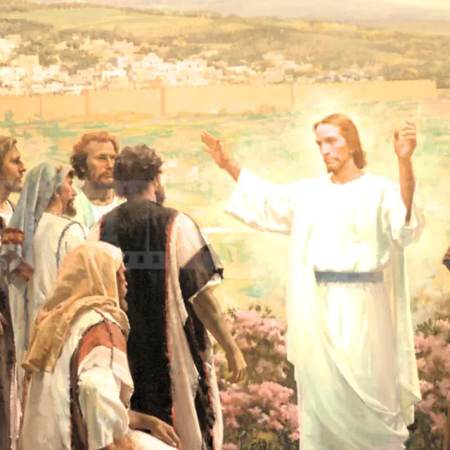 Painting inside the LDS temple in St George, Utah depicts Jesus and his followers