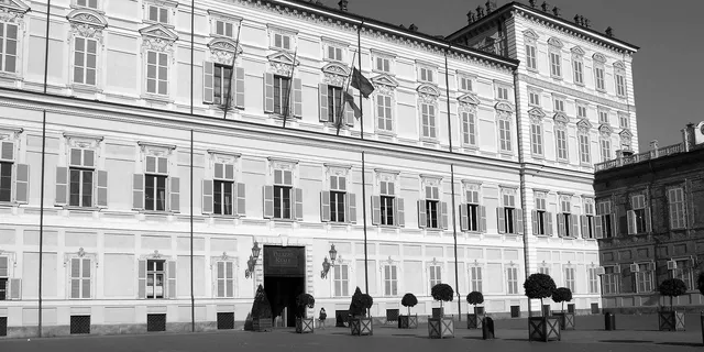 Classical architecture of Palazzo Reale in Turin, Italy