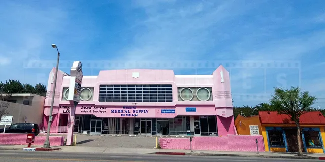 pink cadillac building in california