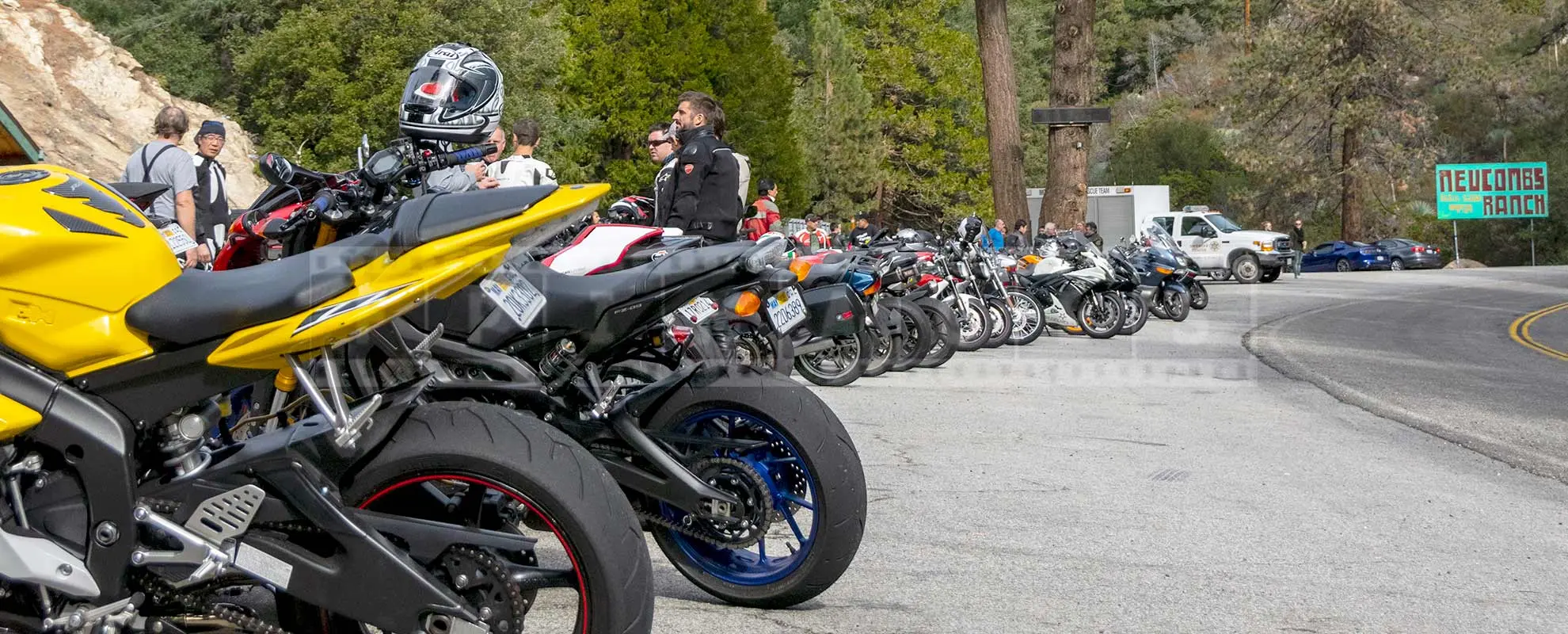 Motorbikes parked near the Ranch