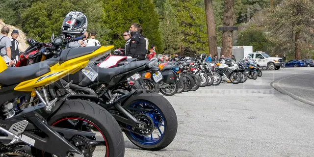 Motorbikes parked near the Ranch