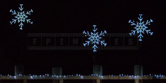 Night images of Xmas Lights - three snowflakes