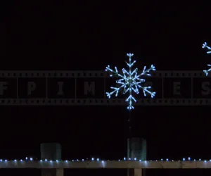 Night images of Xmas Lights - three snowflakes