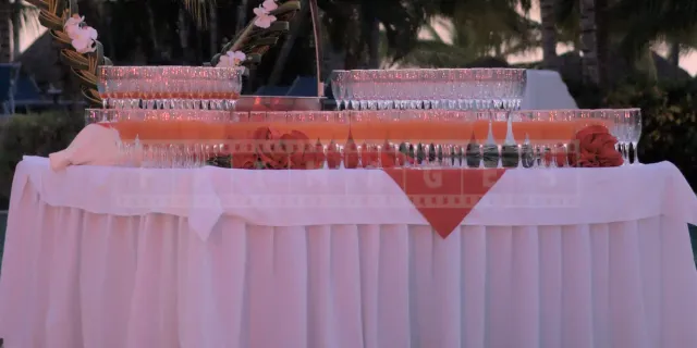 champagne with strawberries glasses set for Valentines' celebraion