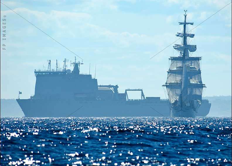 RFA Largs Bay steaming large navy ship