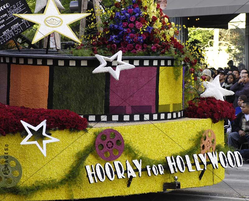 Hollywood sponsored flower float at Rose Parade, Pasadena, California