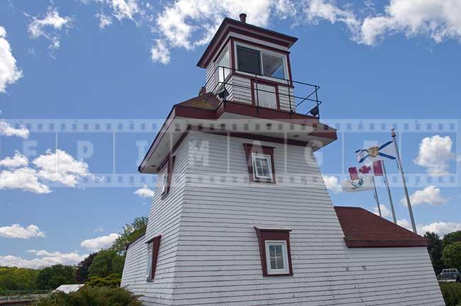 White and red lighthouse structure