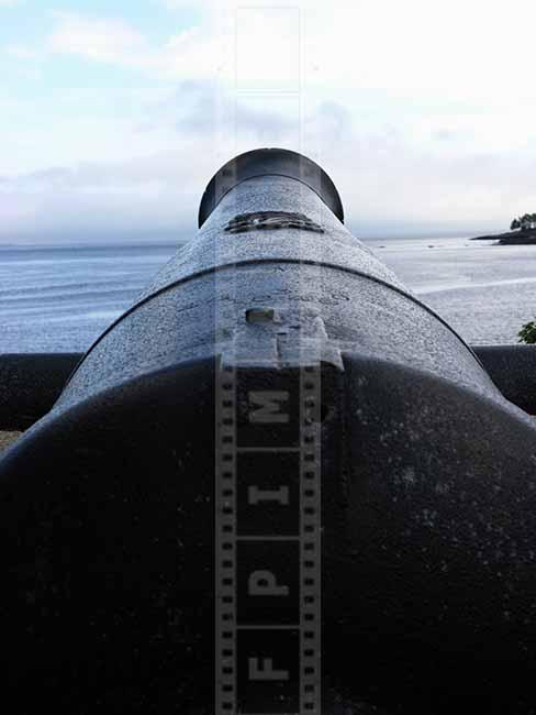 Aimed at harbor entrance old gun in Fort Point Lighthouse Park