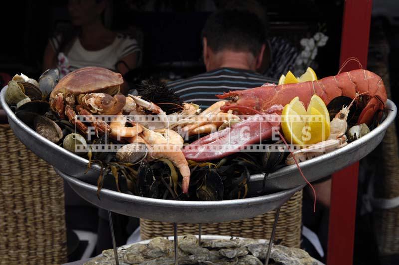 Restaurant display offering various shellfish - fruits de mer