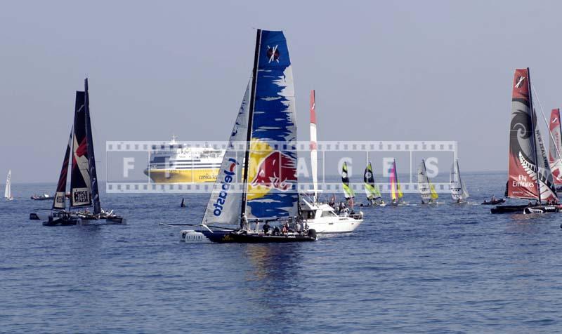 Red Bull catamaran during race on french riviera