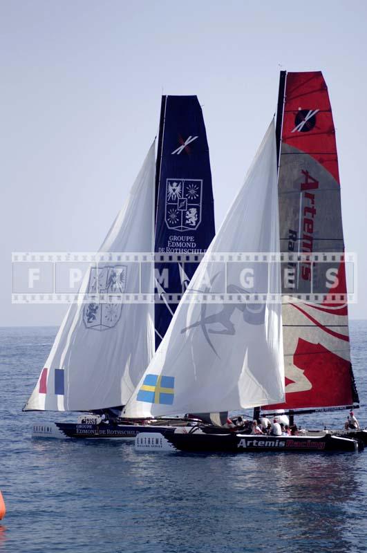 Two yachts racing, photo from the Nice beach