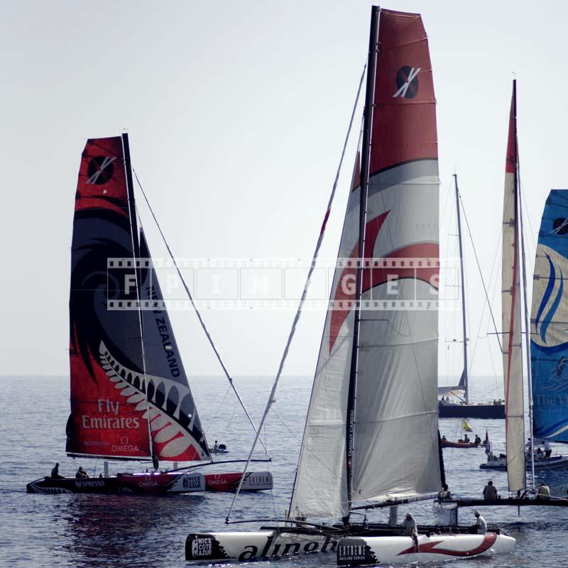 extreme sailing series catamarans, colorful sailing photos