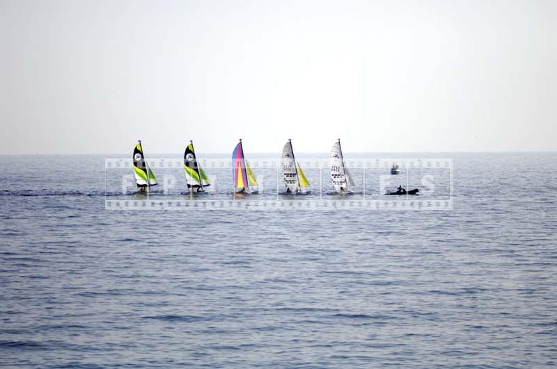 sailing boats on the way to the race