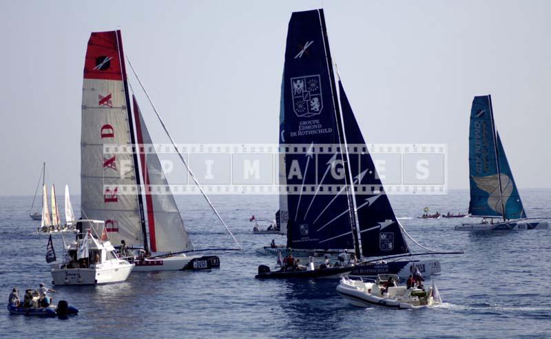 two extreme 40 catamarans off the beach in Nice