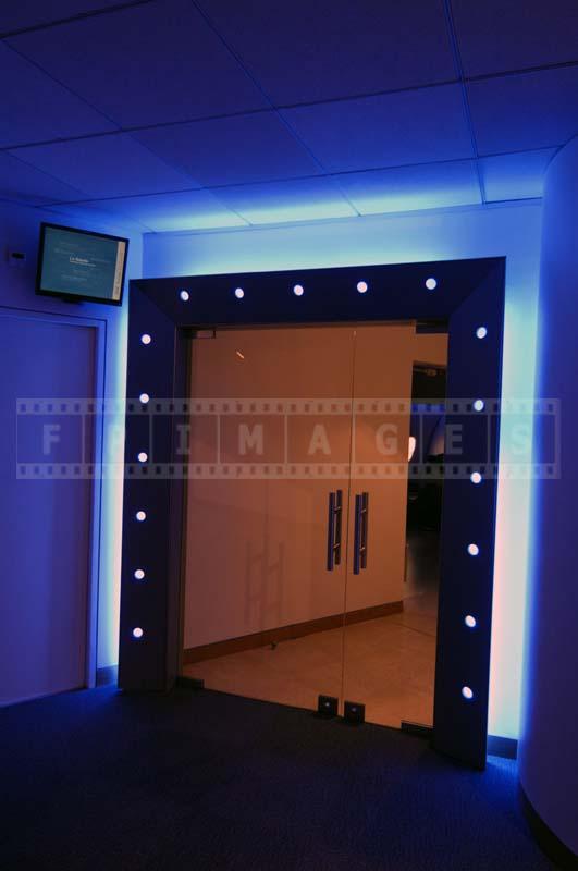 IBM blue LED colored entrance