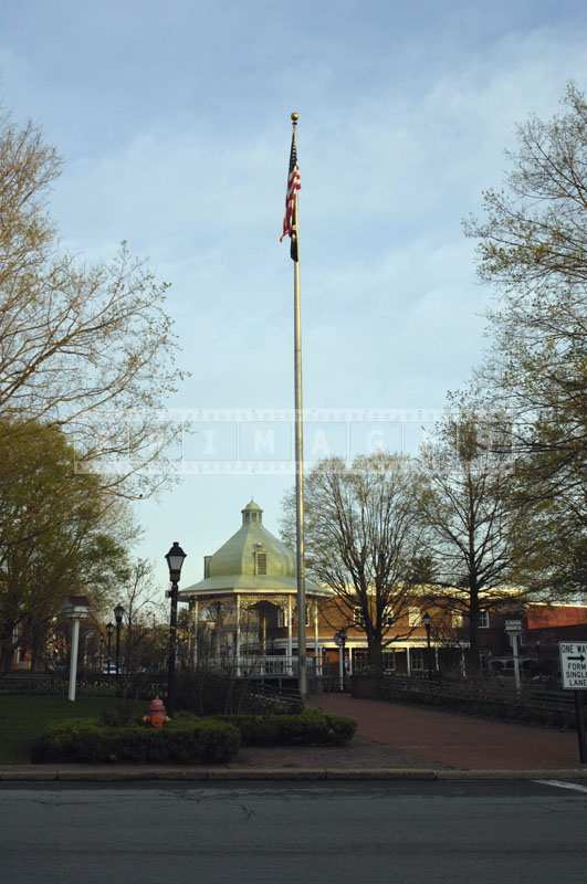 A street picture of a flag pole in Ligonier