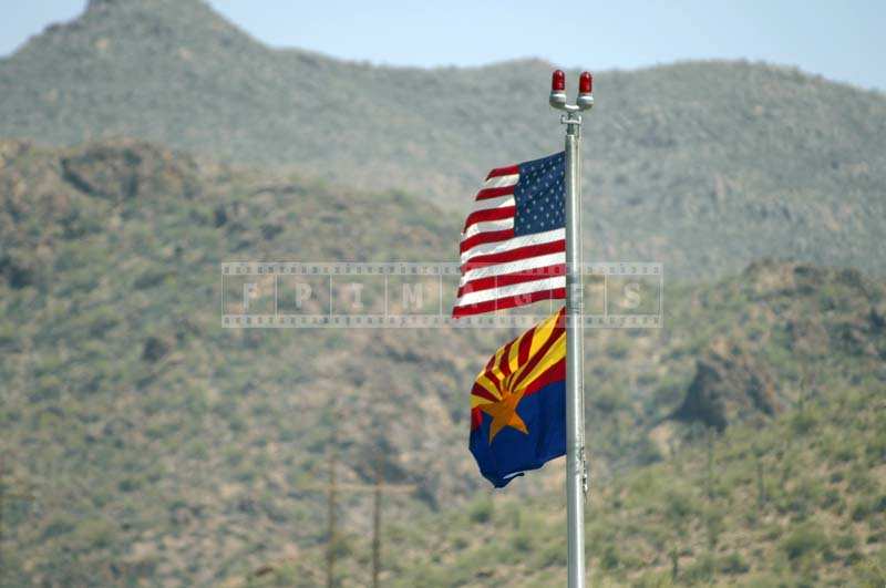 Arizona Flag, Mountains as Background