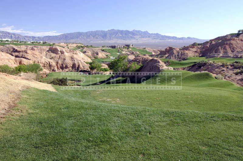 Par 3, facing clubhouse and Virgin mountains