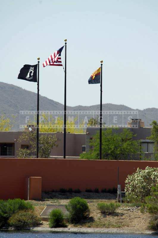 The US Flag Proudly Waving under the Arizona Sky 