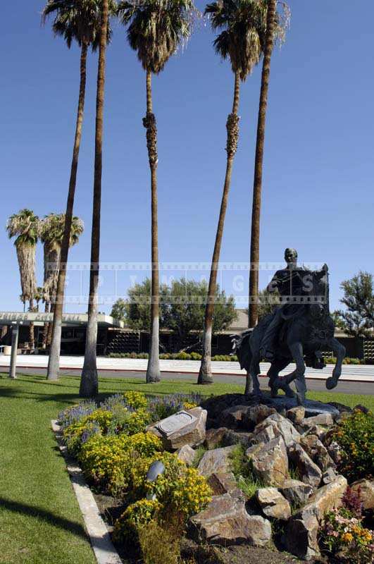 A horse rider Statue in Front of the Palm Springs City Hall