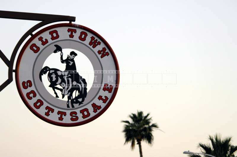 The Red and White Round Sign of Old Town, Scottsdale