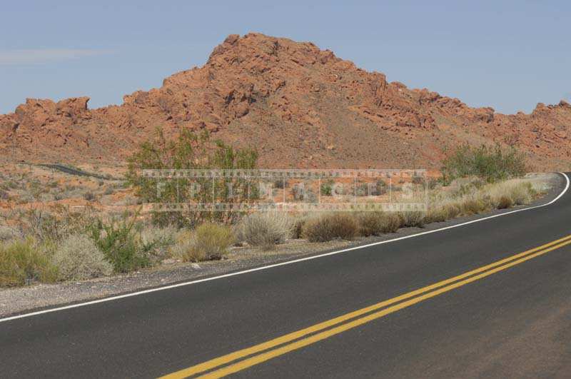 Road Accorss the Picturesque Valley of Fire mountains