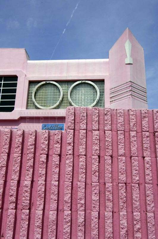 Cadillac building and pink wall