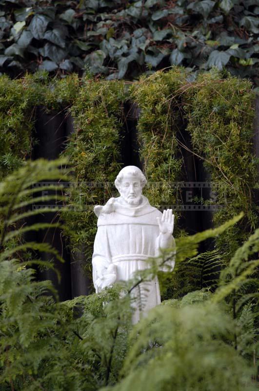 Monk Statue in the Lake Shrine Garden