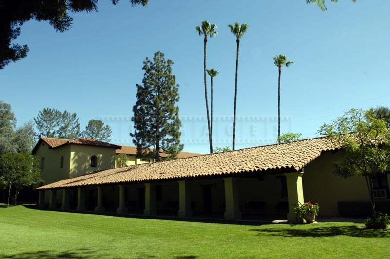 Landscape picture of spanish architecture , the Tiled Roof of Workshops