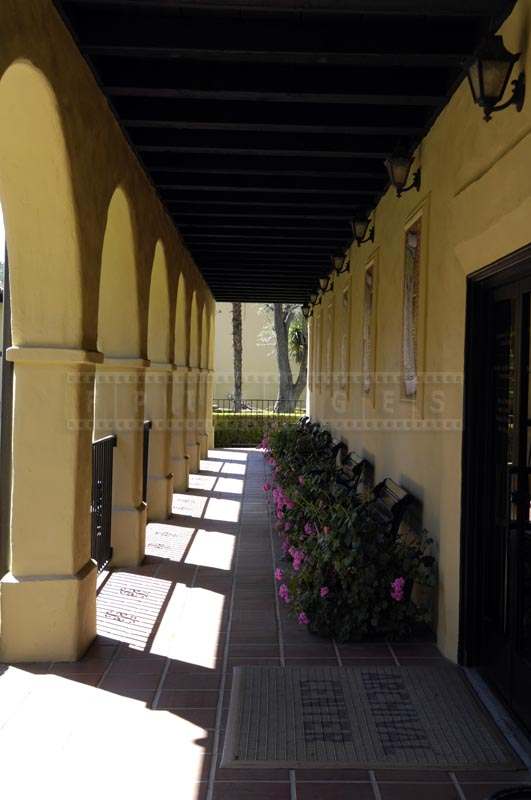 Arched Corridor of the Mission Archival Center, architectural photography