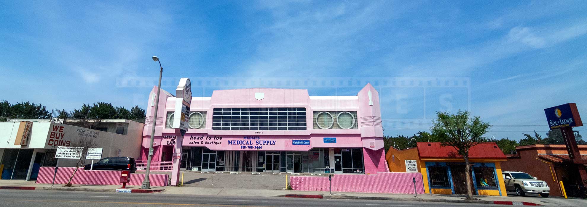 pink cadillac building in california