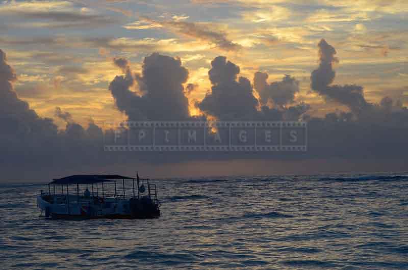 Cloud formations in the morning sky at the beach