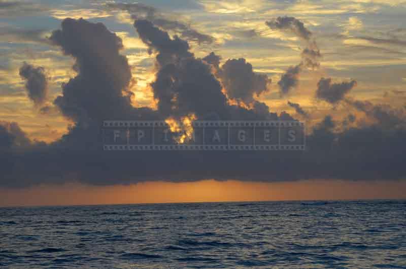 Cloud formations in the morning sky at the beach