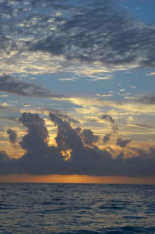 Cloud formations in the morning sky at the beach