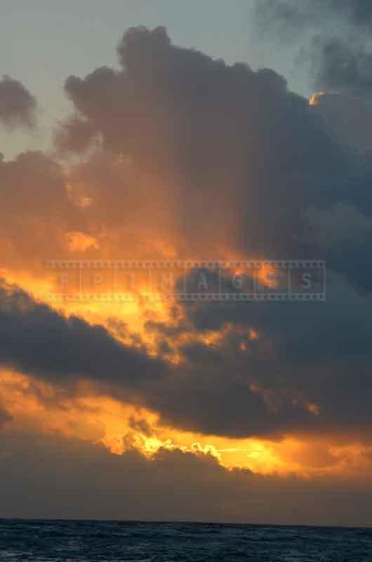 Dramatic golden sunrise at Bavaro beach