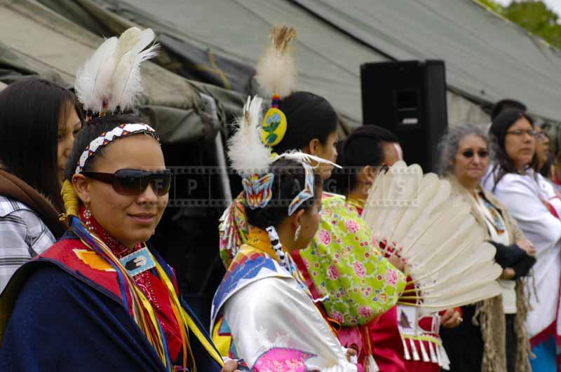 Mi'kmaq ladies dressed for the dance